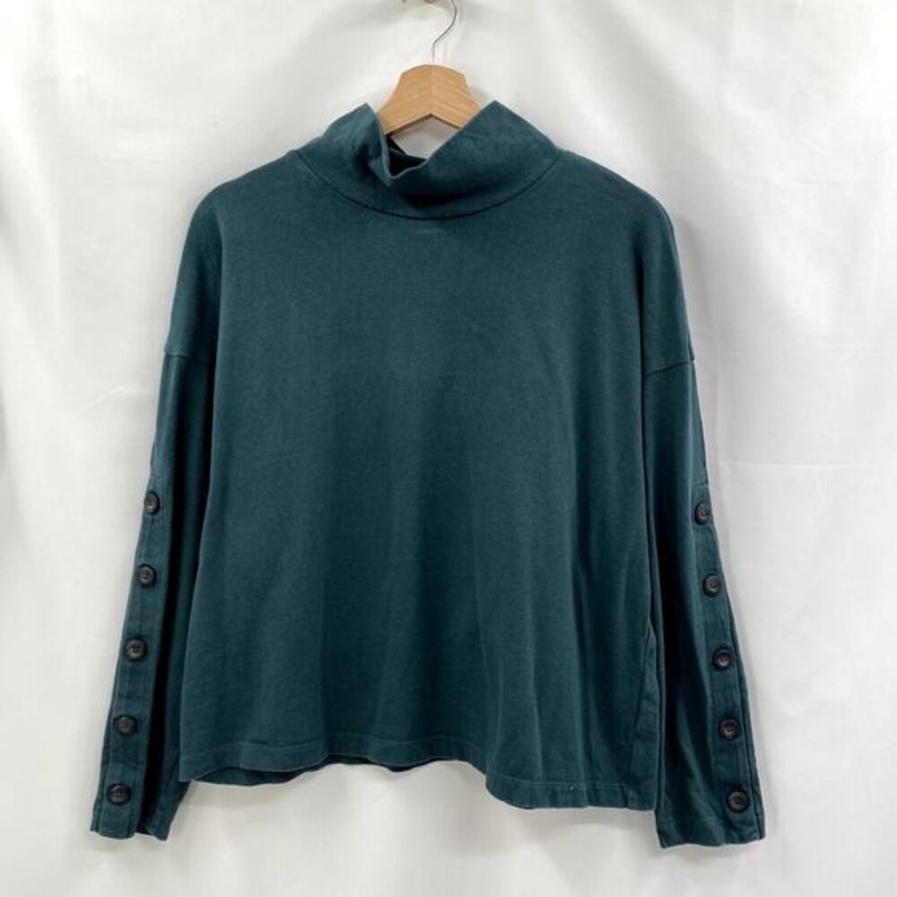 madewell teal‎ mock neck button long sleeve